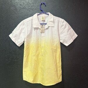 RUSTIC BLUE Boys Yellow/White Ombré Short Sleeve Button Down Shirt Size XL NWT